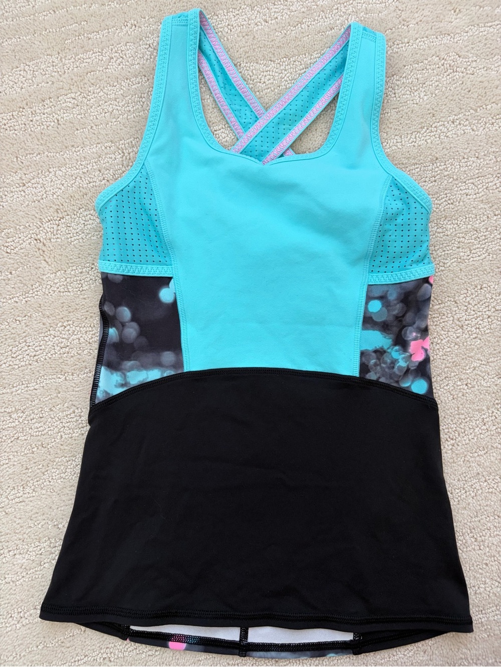 Ivivva Girl’s Aqua and Black Active Tank Top
